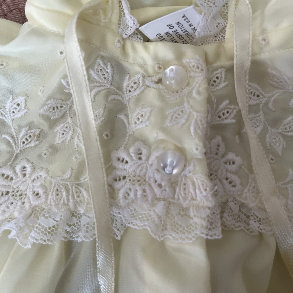 Vtg 1976 BABY DIOR Pastel Yellow Christening Baptism Gown Made In USA 0-3 Months - Picture 6 of 12